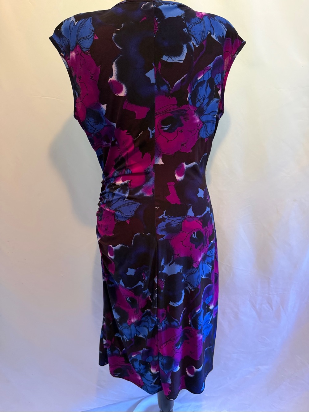 Chaps Purple and Blue Floral Faux-Wrap Midi Dress - Picture 2 of 6